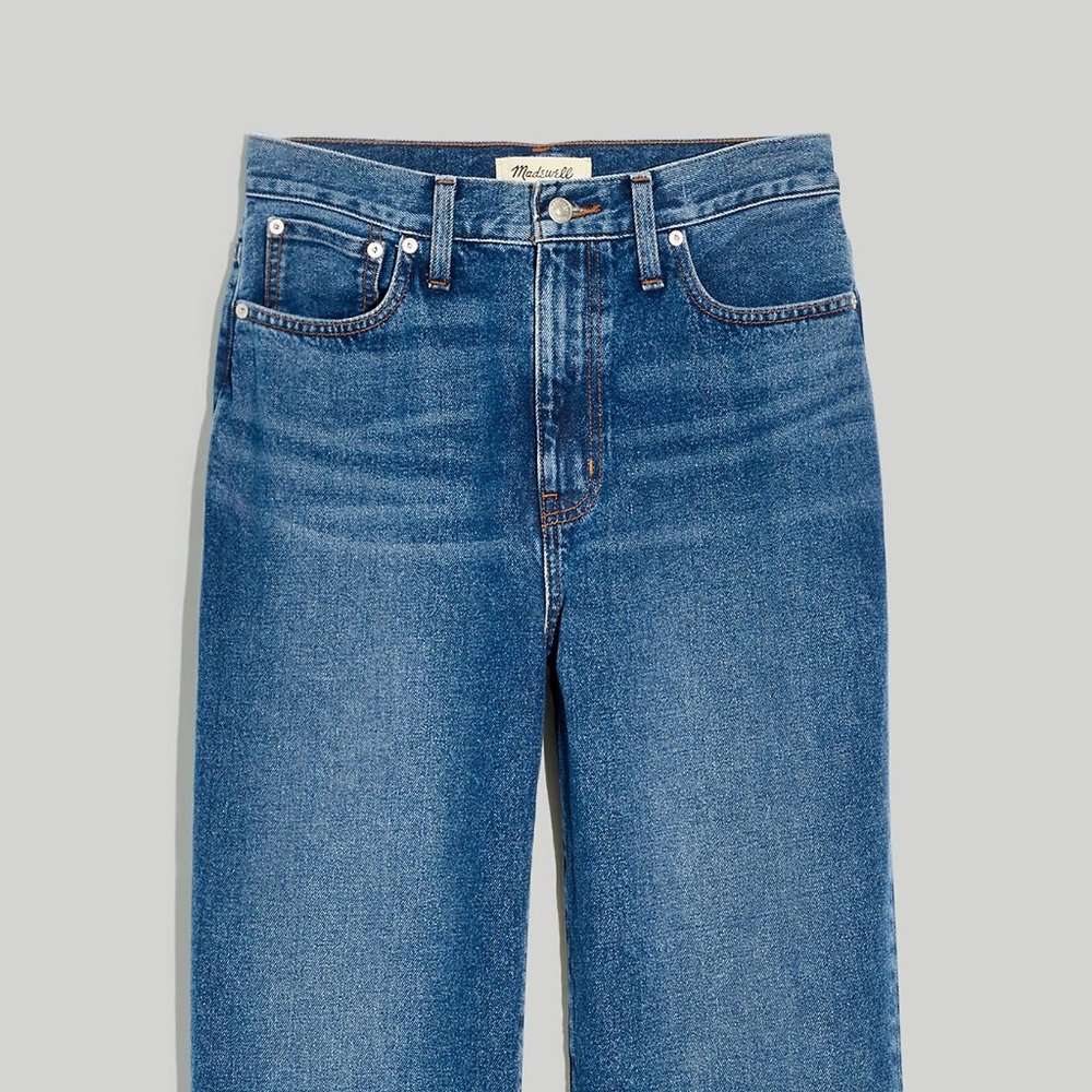 Madewell Petite Baggy Straight Jeans in Firthway Wash, High-rise, 33P